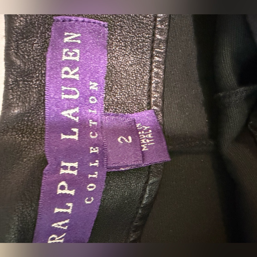 Ralph Lauren Purple Label Black Leather Pants Size 2 - Picture 2 of 13